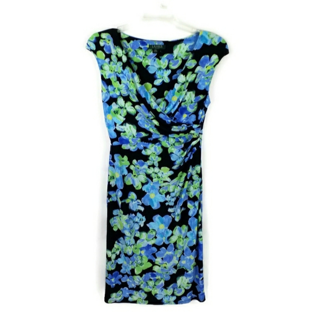 Lauren Ralph Lauren Floral Print Cap Sleeve Sheath Dress Womens Size 8
